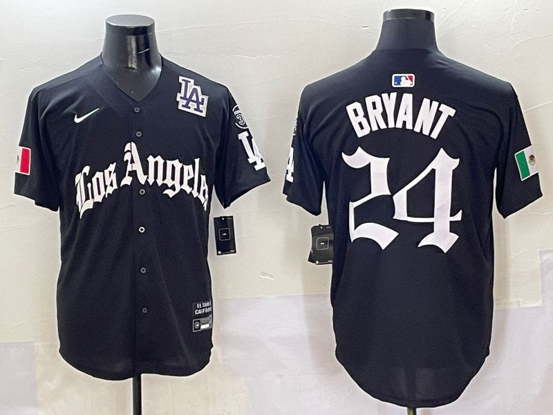 Men Los Angeles Dodgers #24 Bryant Black Five generations Joint Name 2025 Nike MLB Jersey style 13